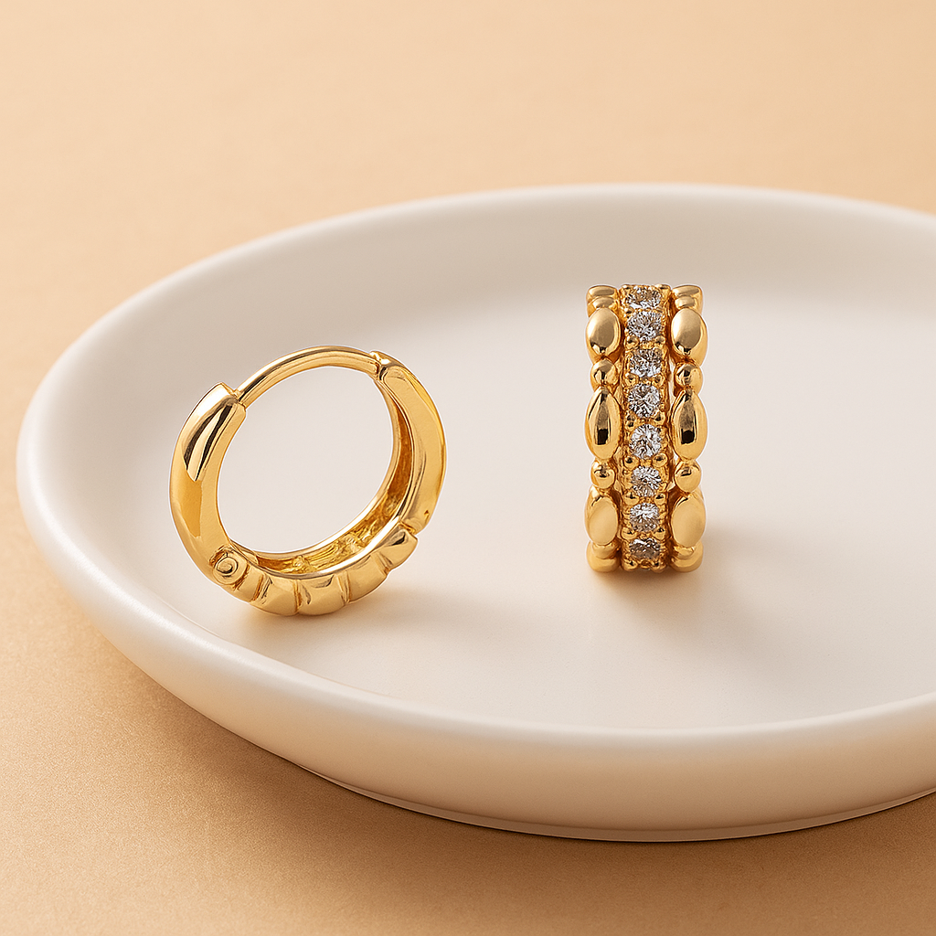 Aretes de Lujo Oro Laminado para Mujer Brillantes