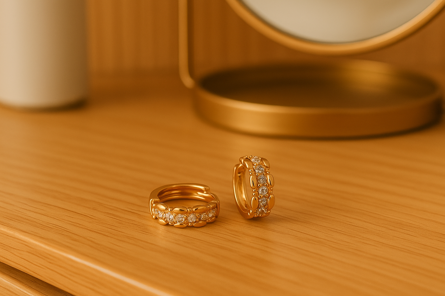 Aretes de Lujo Oro Laminado para Mujer Brillantes