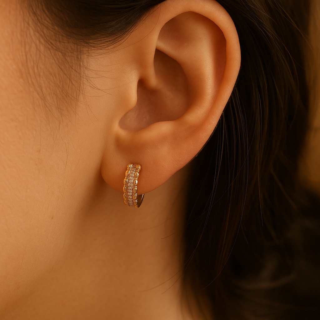 Aretes de Lujo Oro Laminado para Mujer Brillantes