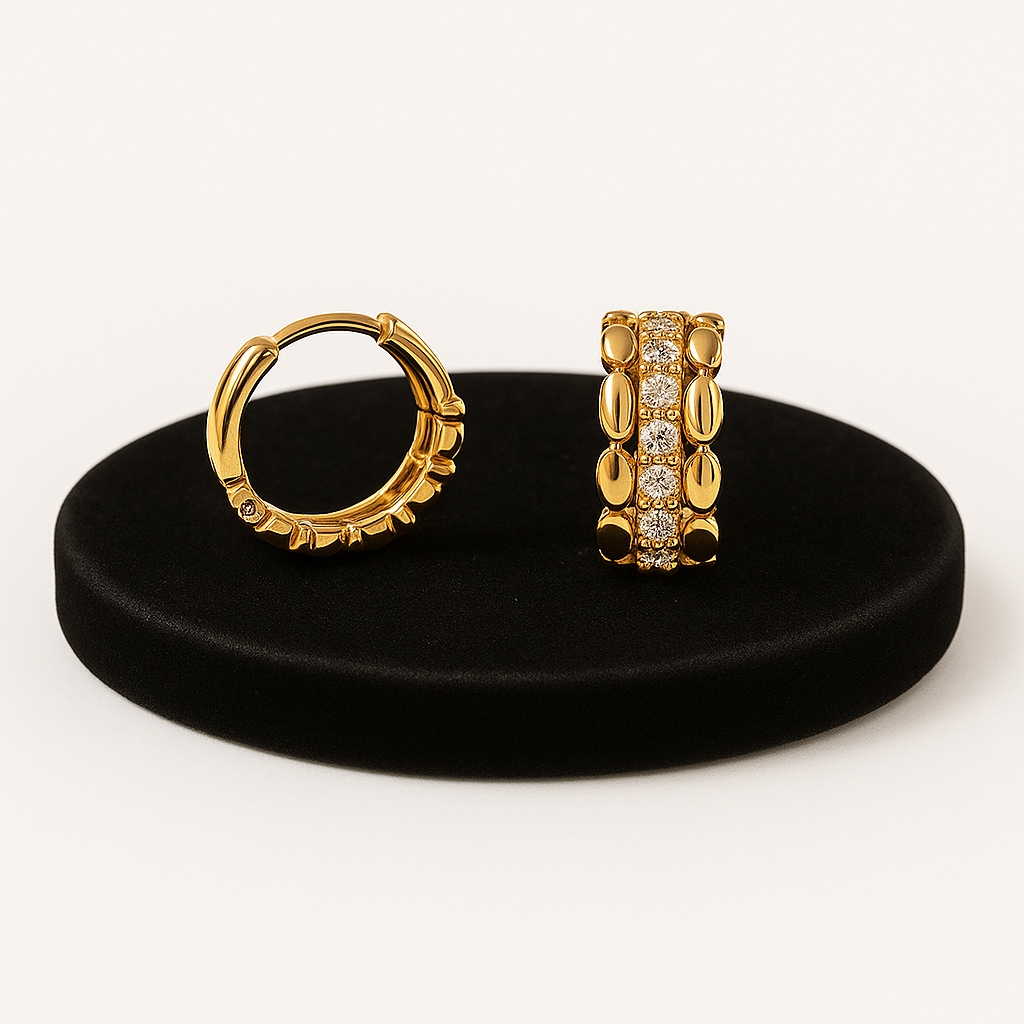 Aretes de Lujo Oro Laminado para Mujer Brillantes