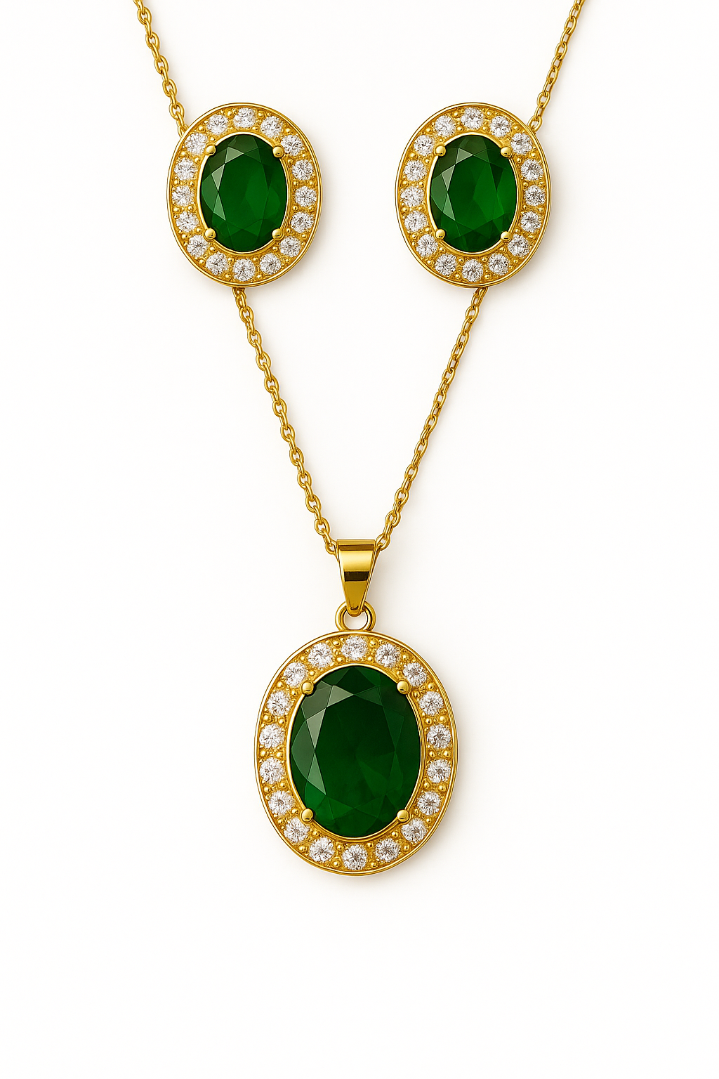 Conjunto de Aretes y Collar Brillante Para Mujer