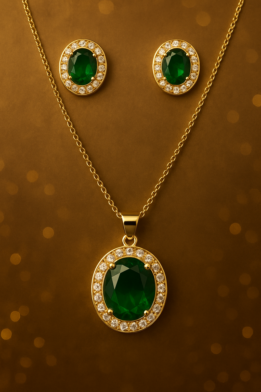 Conjunto de Aretes y Collar Brillante Para Mujer