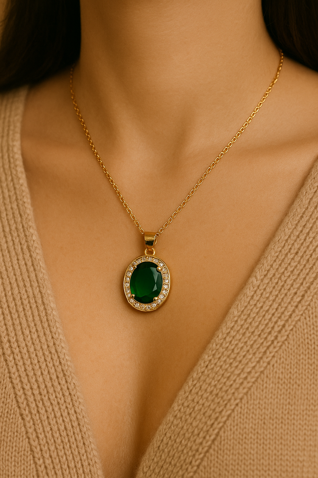 Conjunto de Aretes y Collar Brillante Para Mujer